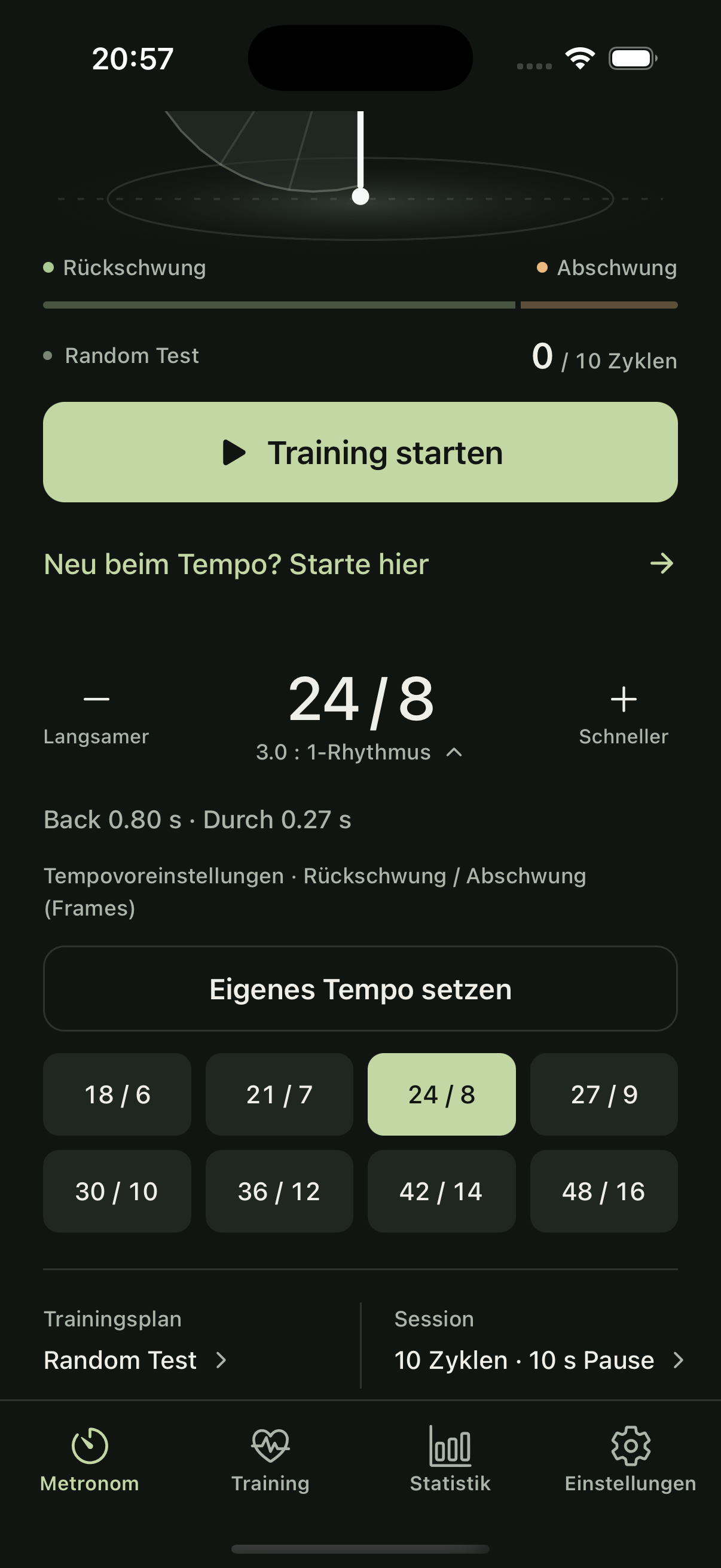 Golf-Metronome-App mit Temporegelung