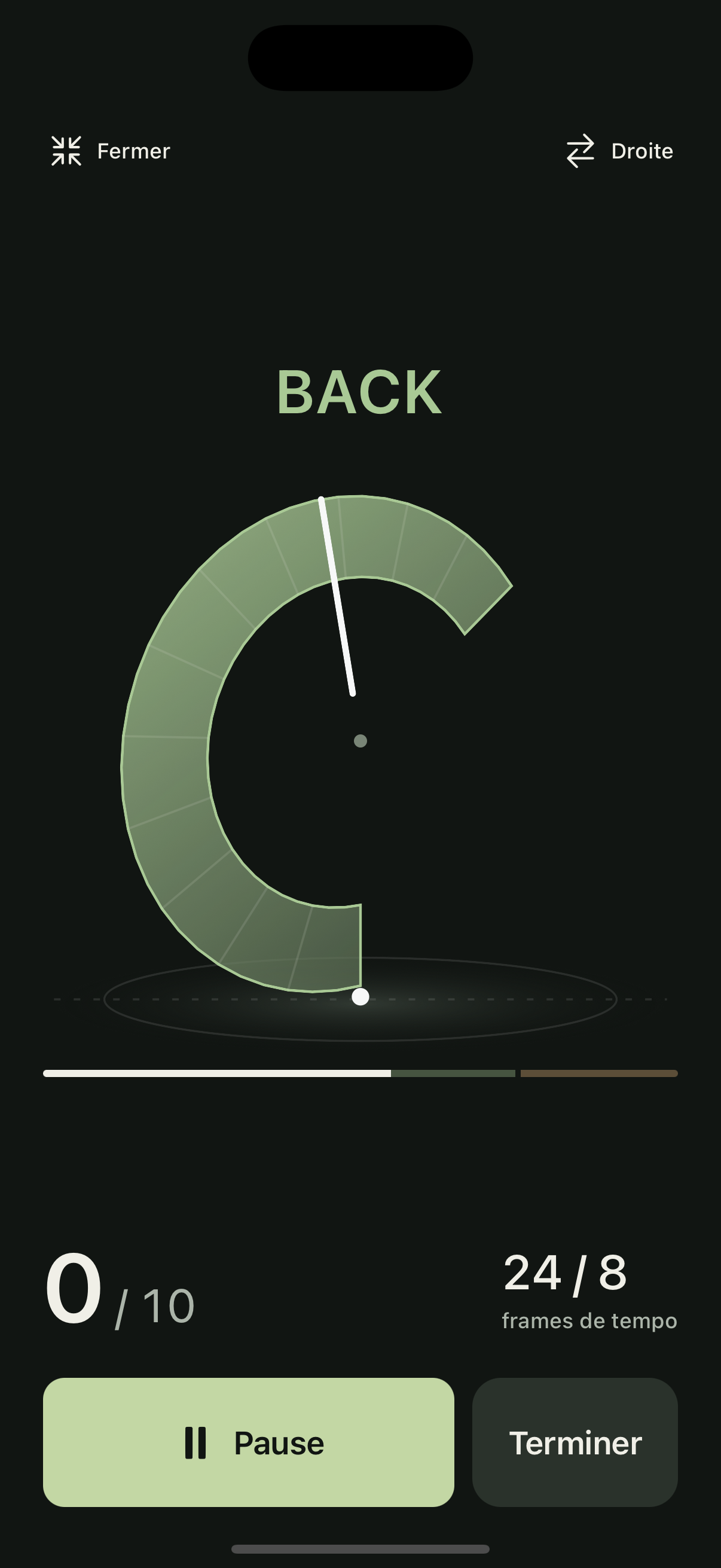 App Golf Metronome affichant l’écran de pratique à distance