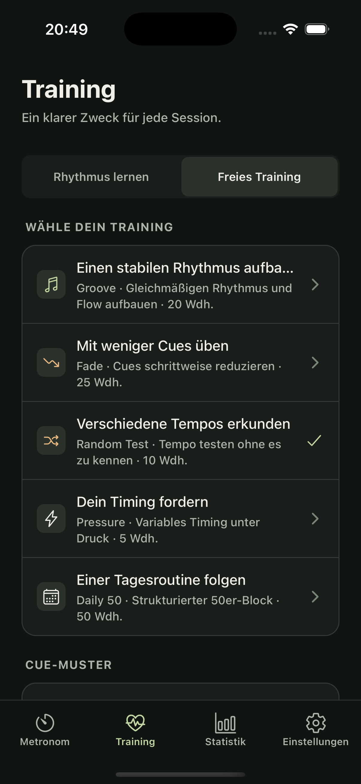 Golf-Metronome-App mit den Pro-Programmen